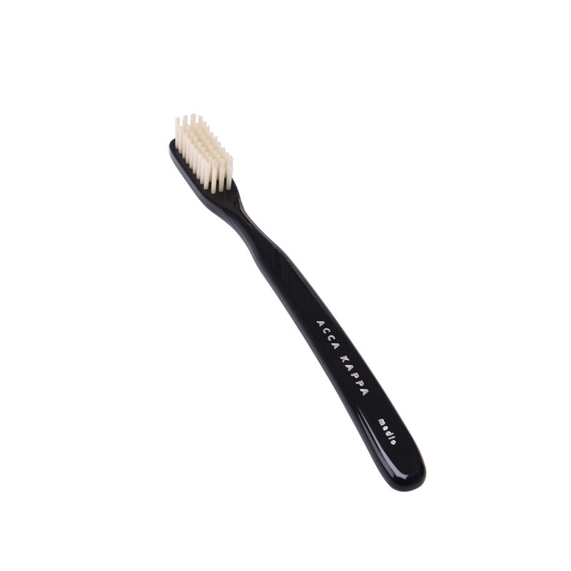 Acca Kappa Vintage Black Toothbrush Pure White Bristles RetroStyle Ergonomic Handle