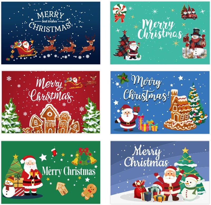 بطاقات عيد الميلاد، بطاقات عيد الميلاد المضحكة مع أظرف وملصقات، بطاقة تهنئة محمولة للعطلات، بطاقة عطلات سعيدة قابلة لإعادة التدوير بكميات كبيرة للعائلة والأصدقاء وديكور السنة الجديدة - Image 1