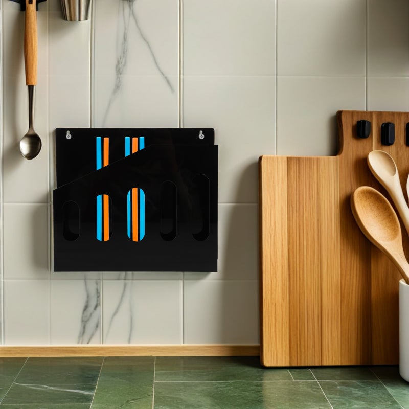 🍳 حامل أكياس مصاصات أكريليك للمطبخ المكتب مع منظم مصاصات قابل لإعادة الاستخدام باللون الأسود - Image 3