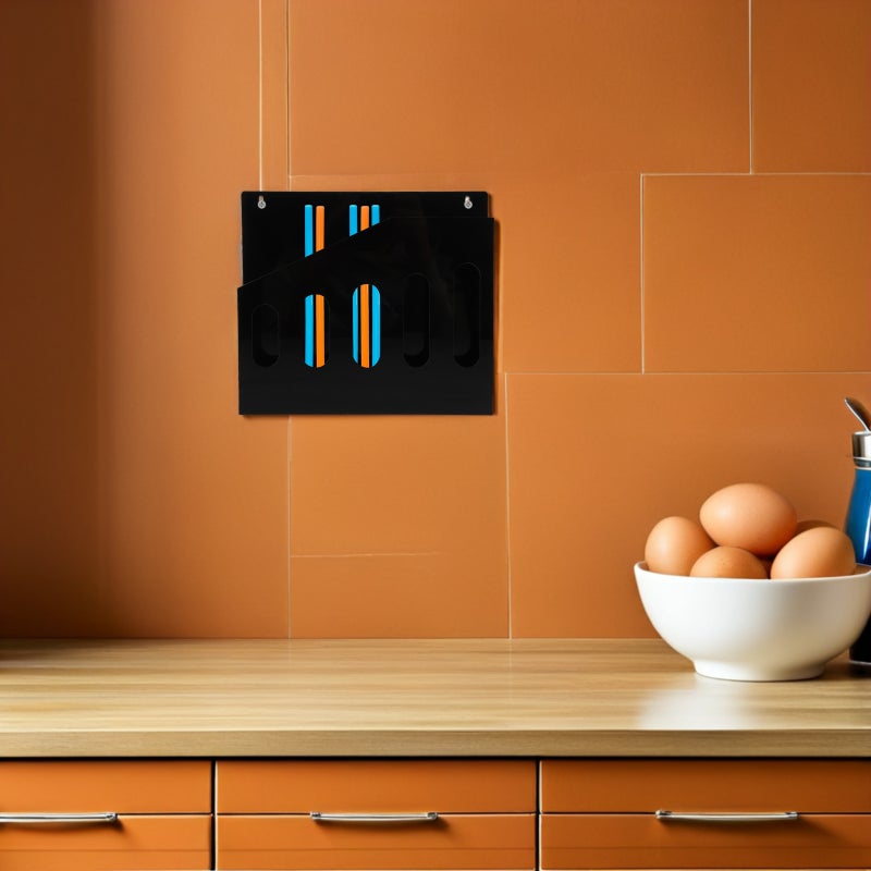🍳 حامل أكياس مصاصات أكريليك للمطبخ المكتب مع منظم مصاصات قابل لإعادة الاستخدام باللون الأسود - Image 5