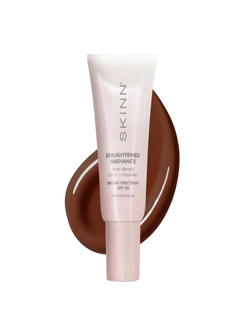 Skinn SKINN Enlightened Radiance 10-in-1 Tinted Sunscreen Broad Spectrum with SPF 30, (Deep) - Hydrating & Brightening Tinted Moisturizer for Face, Wrinkles & Fine Line - Lightweight Coverage Skin Tint 