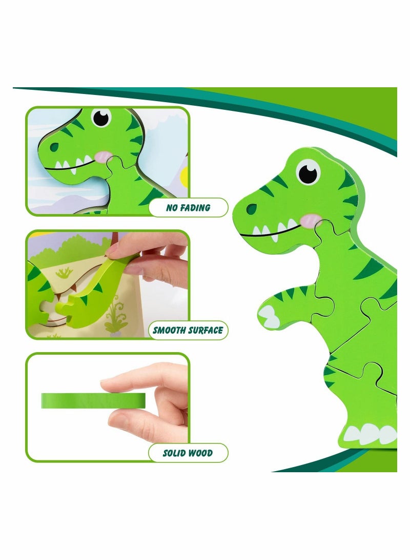 SYOSI Dinosaur Puzzles for Kids, Wooden Puzzles for Toddlers, Dinosaur Toys for Kids Toddlers Girls Boys Gifts for Birthday, Educational Dinosaur Learning Toys for Toddlers Preschool 7Pcs - Image 5