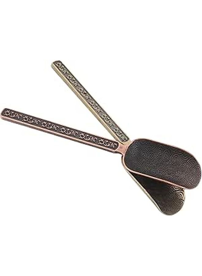 Bronze Alloy Loose Leaf Tea Scoop Set 2 Pieces Metal Measuring Spoons For Home Kung Fu Ceremony - Image 1