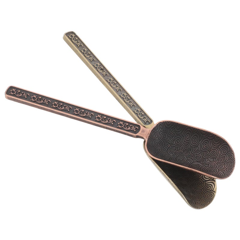 Bronze Alloy Loose Leaf Tea Scoop Set 2 Pieces Metal Measuring Spoons For Home Kung Fu Ceremony - Image 2