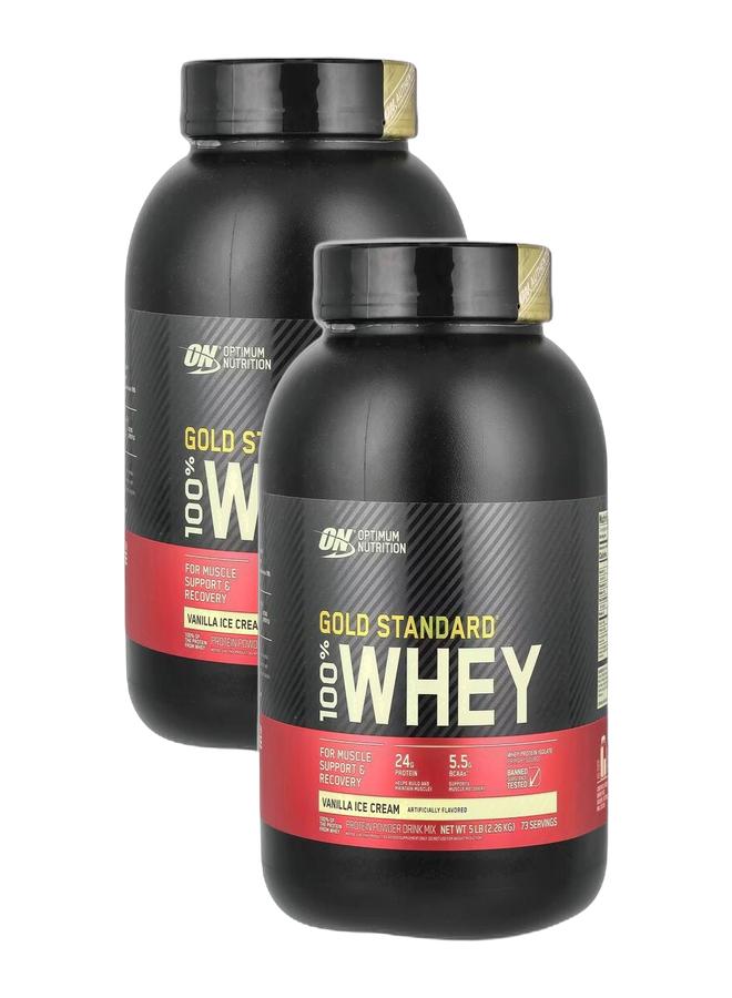 Optimum Nutrition عرض حزمة حصرية - على 100% واي جولد ستاندرد بنكهة آيس كريم الفانيليا 5 رطل - Image 1
