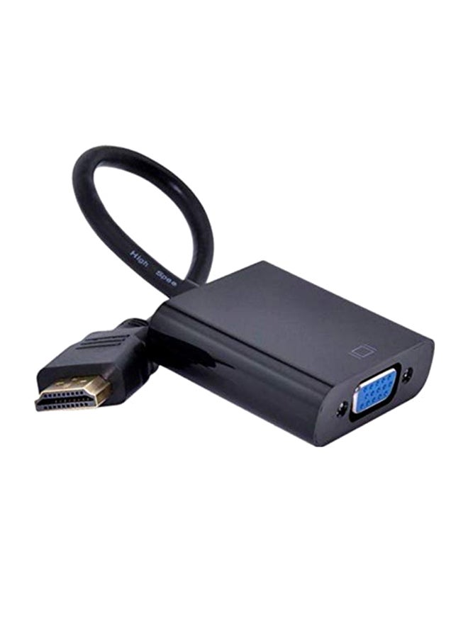 كابل محول صوت وفيديو من HDMI ذكر إلى VGA أنثى لجهاز الكمبيوتر أسود - Image 1