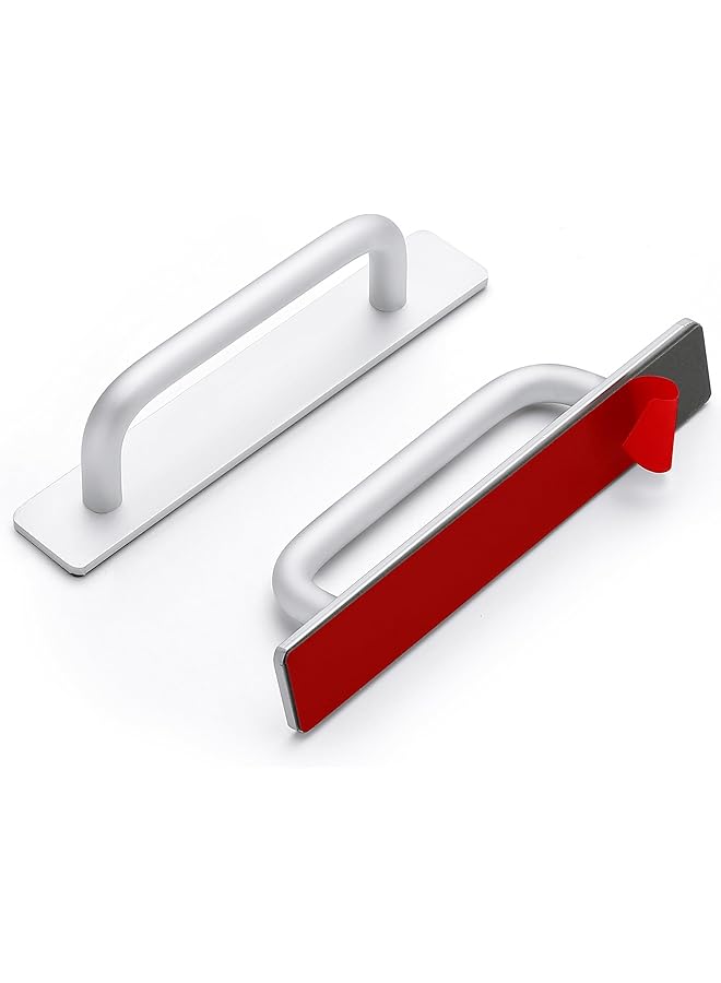 The Bros مقابض لاصقة ذاتية الالتصاق لمقابض الخزائن الفورية 5.83" مقبض لاصق لمقابض الأدراج دفع وسحب مقبض مساعد لمقابض أبواب الشاشة المنزلقة للخزائن المنزلقة والنوافذ - فضي 2 عبوة - Image 1