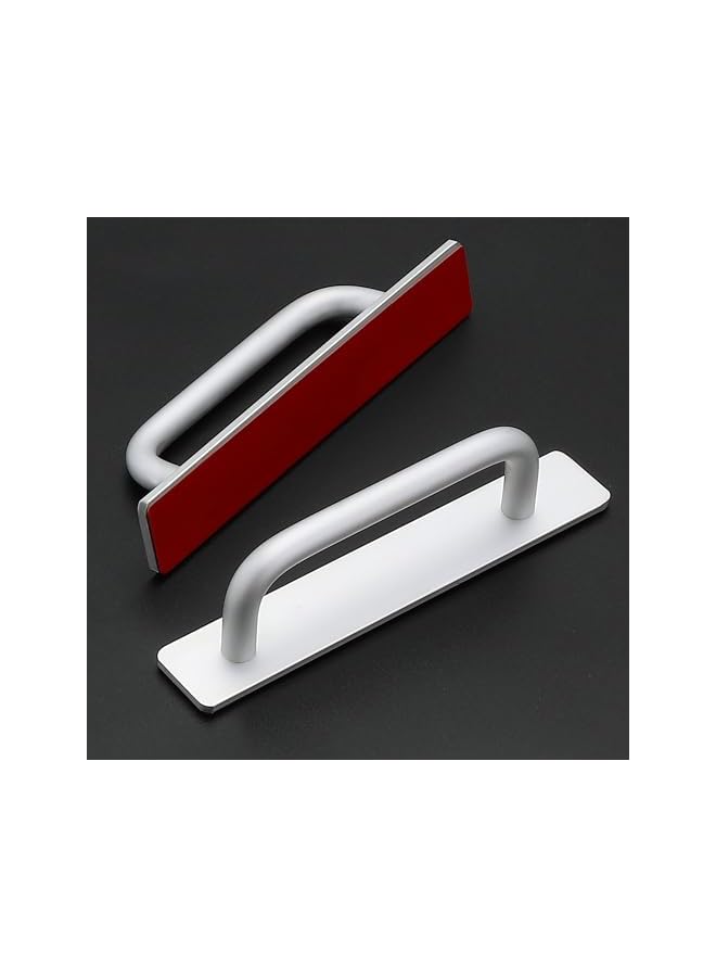 The Bros مقابض لاصقة ذاتية الالتصاق لمقابض الخزائن الفورية 5.83" مقبض لاصق لمقابض الأدراج دفع وسحب مقبض مساعد لمقابض أبواب الشاشة المنزلقة للخزائن المنزلقة والنوافذ - فضي 2 عبوة - Image 2