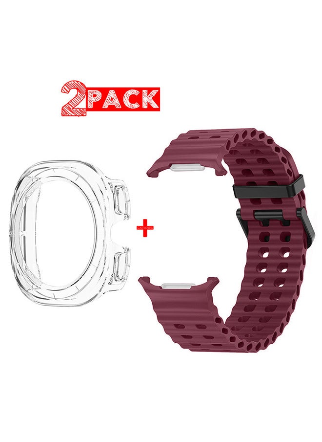CATANES (for Samsung Galaxy Watch 7 Ultra 47mm) 2 Packs Silicone Band and Case, Soft Ocean Silicone Sport Strap Replacement Accessory  - Image 1