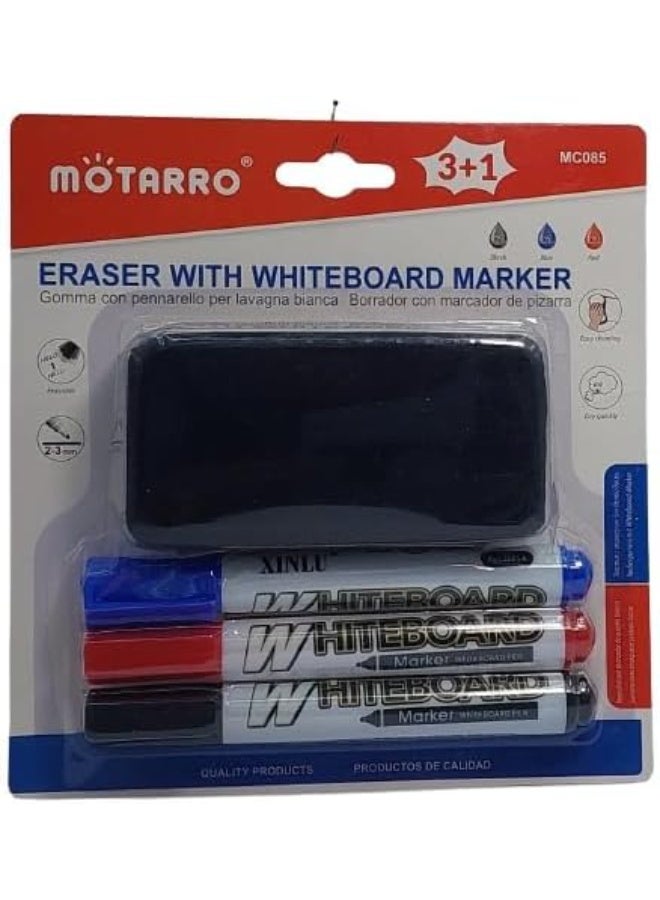 MOTARRO Whiteboard 3 Marker And A Duster Set - Image 4