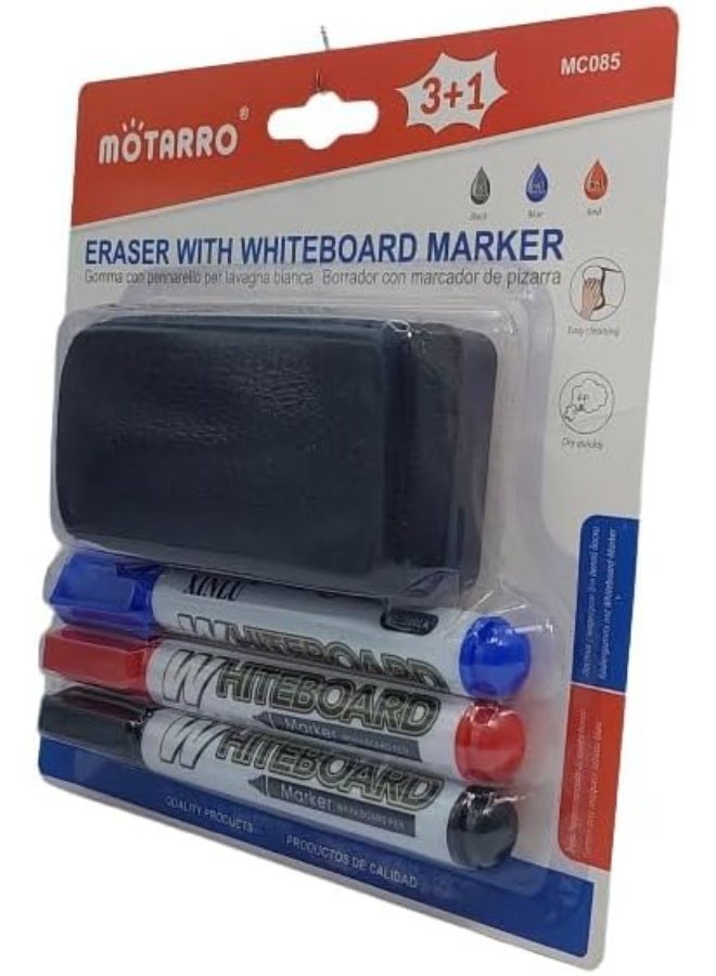 MOTARRO Whiteboard 3 Marker And A Duster Set - Image 5