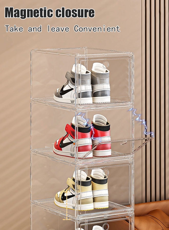 Generic Transparent shoe box, acrylic shoe box, with a sliding door for storing shoes, shoe box, AJ sneakers, plastic simple flip-top shoe storage box, combination shoe rack, magnetic, for home use, student dormitory shoe cabinet - Image 3
