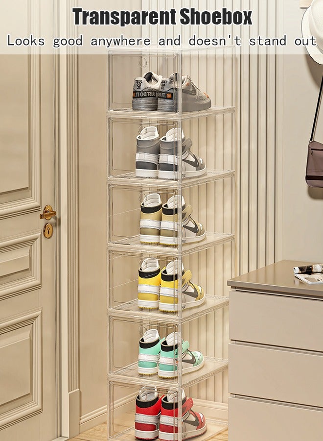 Generic Transparent shoe box, acrylic shoe box, with a sliding door for storing shoes, shoe box, AJ sneakers, plastic simple flip-top shoe storage box, combination shoe rack, magnetic, for home use, student dormitory shoe cabinet - Image 4