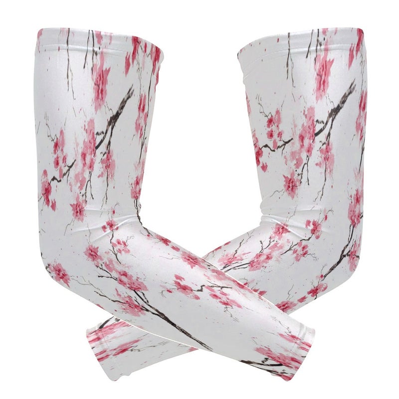 ZZKKO Cherry Blossom Cooling Arm Sleeves Cover Uv Sun Protection for Men Women Running Golf Cycling Arm Warmer Sleeves 1 Pair - Image 3