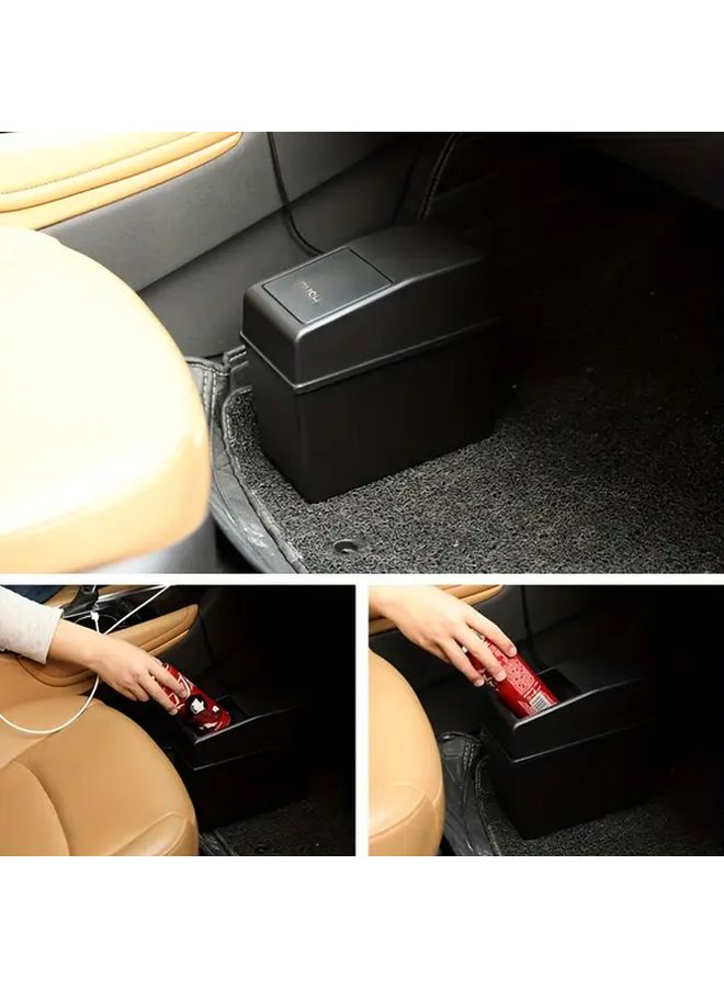 Black Car Trash Can With Lid Press Type Umbrella Holder Rear Seat Storage - Image 4