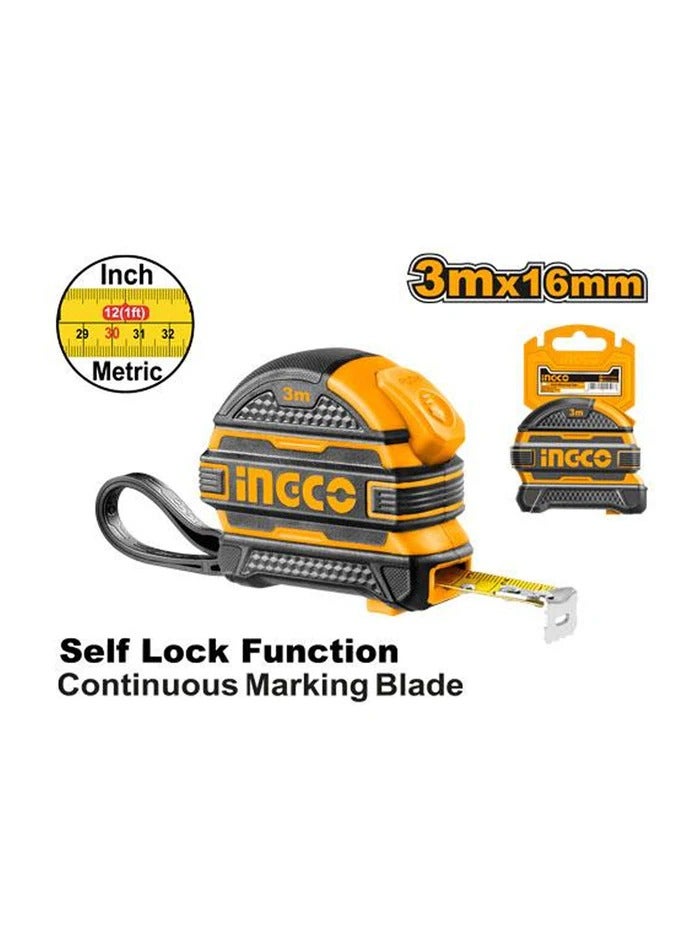 INGCO INGCO Measuring Tape HSMT08316 – 3 Meter Steel Blade, 16mm Wide, Lockable Tape Measure  - Image 3