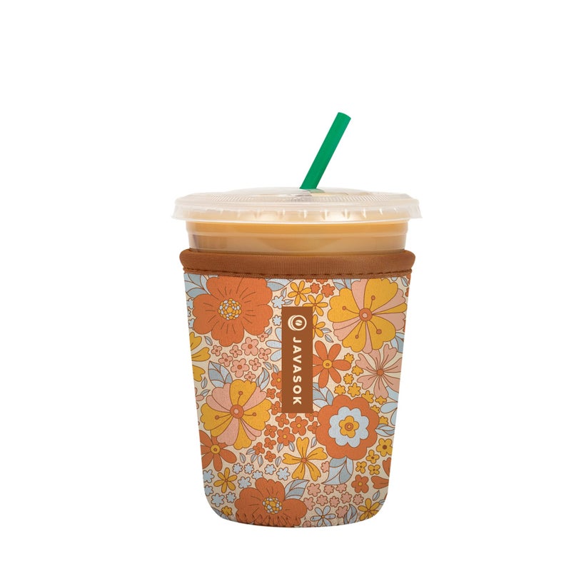 Sok It Sok It JavaSok Iced Coffee  Cold Soda Insulated Neoprene Cup Sleeve Flower Power Small 1620oz 