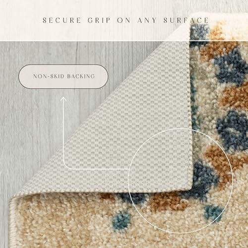 Maples Rugs Reggie Floral Runner Rug - Made in USA - Washable, Non Slip Indoor Carpet for Kitchen, Hallway, and Laundry Room, 2' x 6', Beige - Image 5