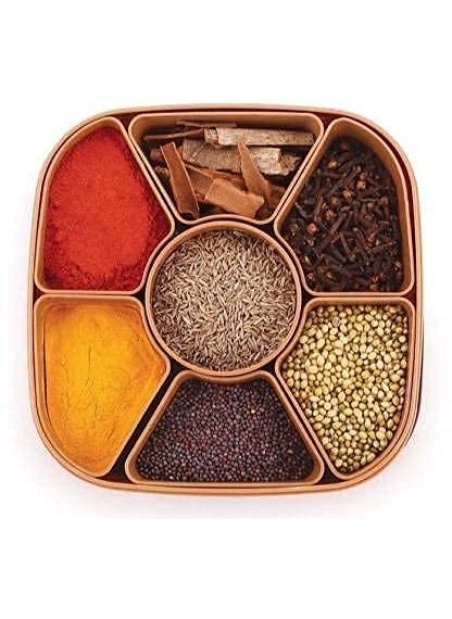Krupasadhya Krupasadhya 7 compartment spice storage boxSquare Plastic Masala Spice Box with SpoonMasala Dani For KitchenRound BoxCurry Powder Container SetSpice Organizerspack of 1  - Image 4