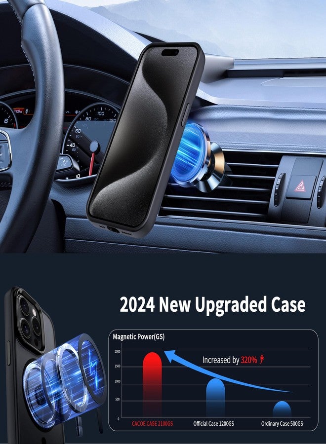 CACOE Magnetic Case for iPhone 15 Pro Max 2023 6.7 inch-Compatible with MagSafe & Magnetic Car Phone Mount,Anti-Fingerprint TPU Thin Phone Cases Cover Protective Shockproof (Matte Black) - Image 3