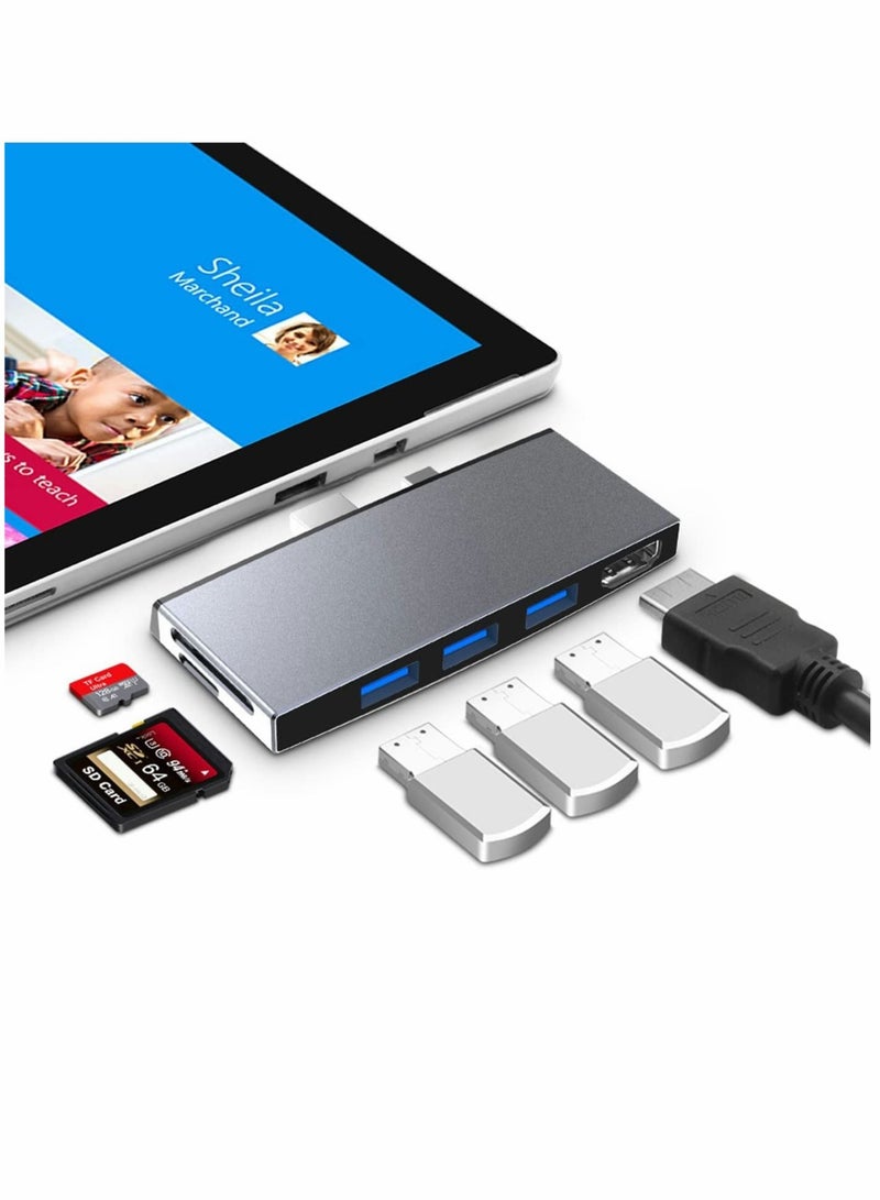 Captaintech Hub for Surface Pro 6/Pro 5/Pro 4 Docking Station USB 3.0x3 Adapter SD TF/Micro Memory Card Reader 4K HDMI Port Microsoft 4/ 5/6 - Image 1