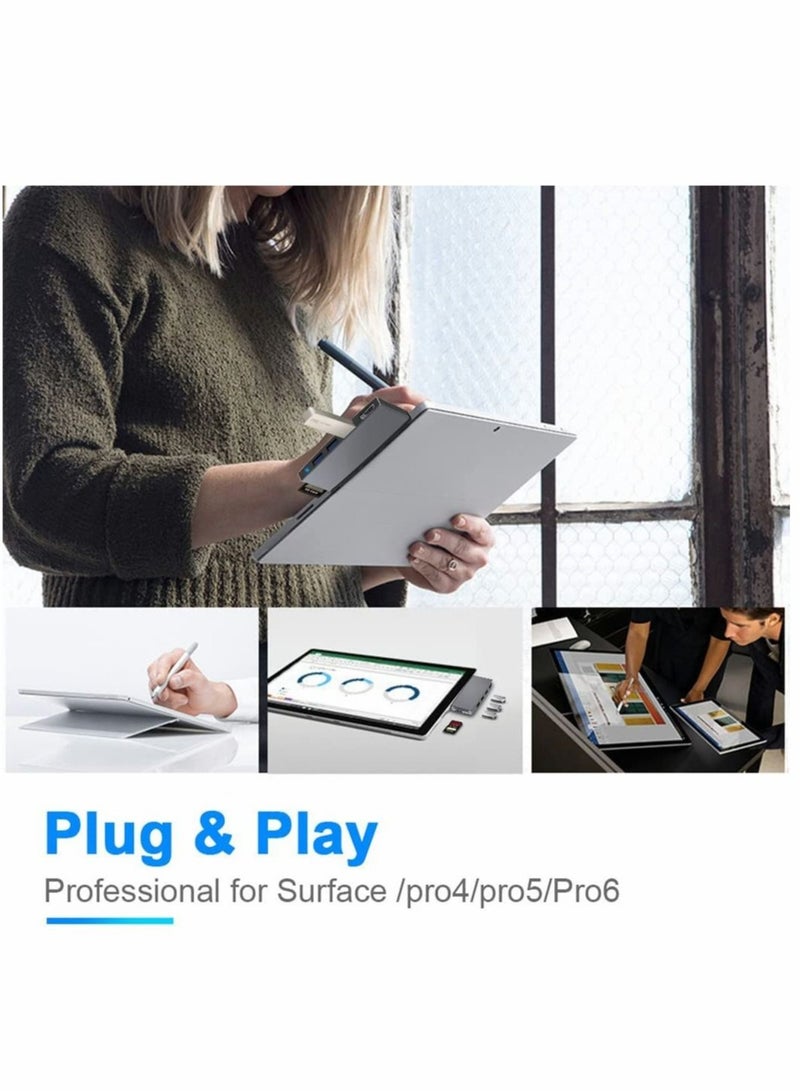 Captaintech Hub for Surface Pro 6/Pro 5/Pro 4 Docking Station USB 3.0x3 Adapter SD TF/Micro Memory Card Reader 4K HDMI Port Microsoft 4/ 5/6 - Image 4