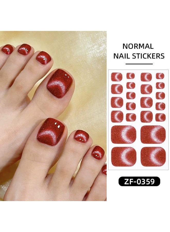 No-Lamp Cat Eye Toe Nail Wraps + File & Stick – Self-Adhesive Pedicure Stickers for Toenails