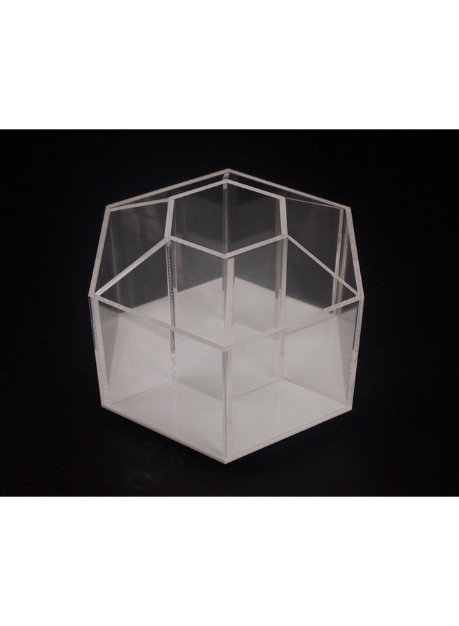 Designstyles Clear Rotating Desktop Organizer 7 Compartment Hexagon Acrylic Desk And Table Top Stationary Sorter Stylish Holder For Office Supplies Pens Pencils And More By Designstyles - Image 1