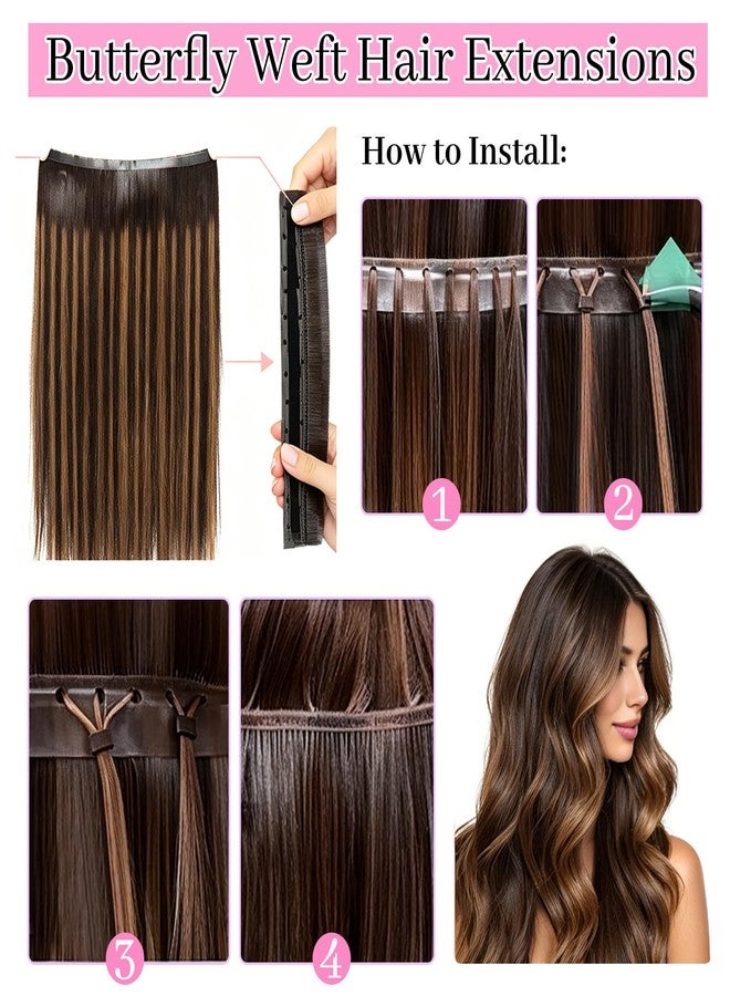 كيه آر إن وصلات شعر KRN Butterfly Weft من شعر بشري طبيعي، 100 غرام، 22 بوصة، وصلات شعر Genius Weft غير مرئية مزدوجة الطبقات مع فتحات مربوطة يدويًا لخرز دقيق غير مرئي، لون 12A، رقم 2/6/2. - Image 5