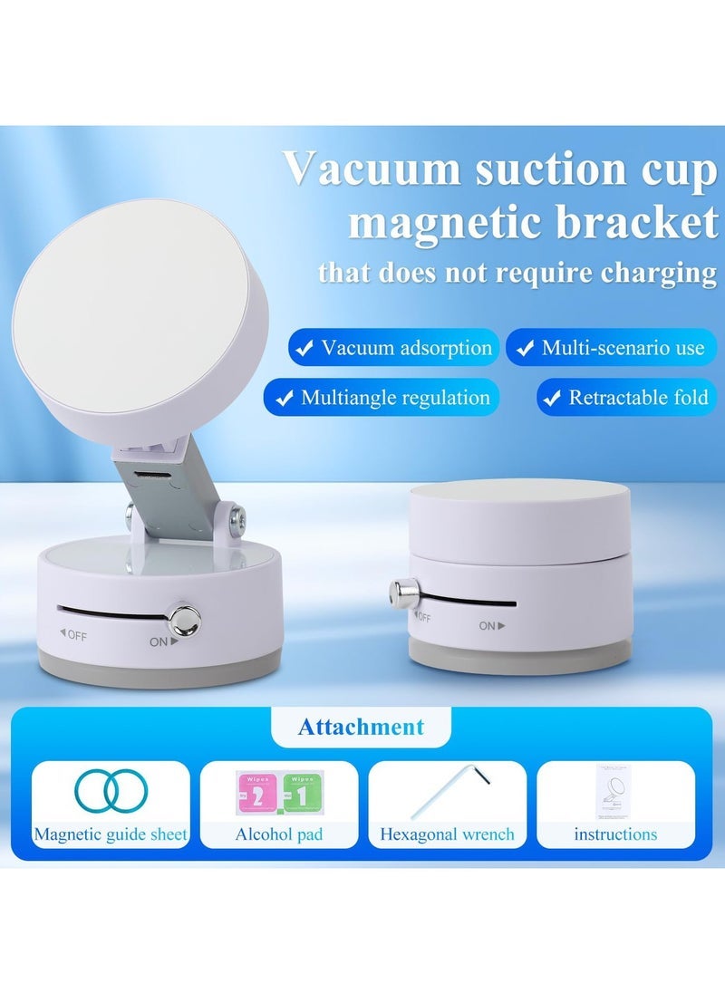 ELTRAZONE Vacuum Magnetic Suction Phone Holder, 2025 New Magnetic Suction Phone Mount, Foldable Portable Double-Sided Vacuum Magnetic adsorption Adjustable Mobile Phone Holder For All Phones White - Image 3