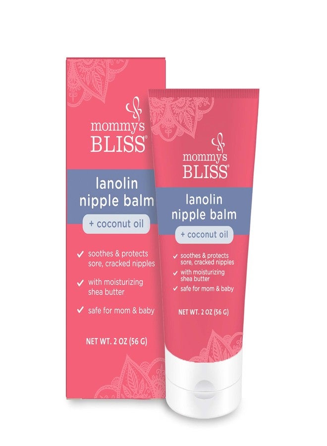 Mommy's Bliss Lanolin Nipple Balm Breastfeeding Cream with Coconut Oil & Shea Butter, Soothing Cream for Sore, Cracked Nipples, Safe for Nursing Babies, Flavorless, 2 Oz - Image 1