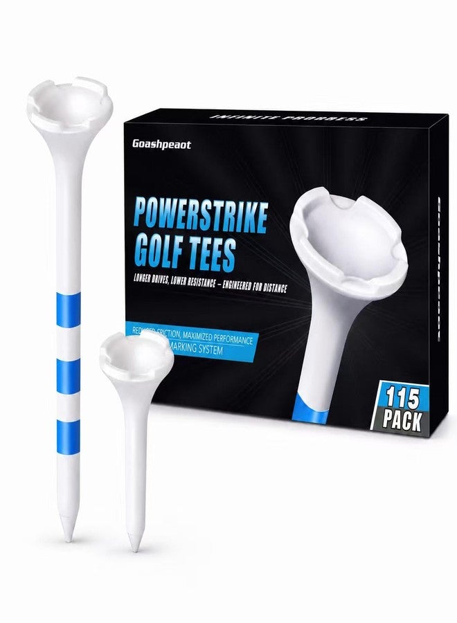 Goashpeaot Golf Tees – 115 Pack, 3-1/4" & 1-1/2" Mixed Sizes, 4-Prong Low Resistance Design, Oversized Head, 3-Line Height Marking System, Strong Plastic Golf Tees (White) - Image 1