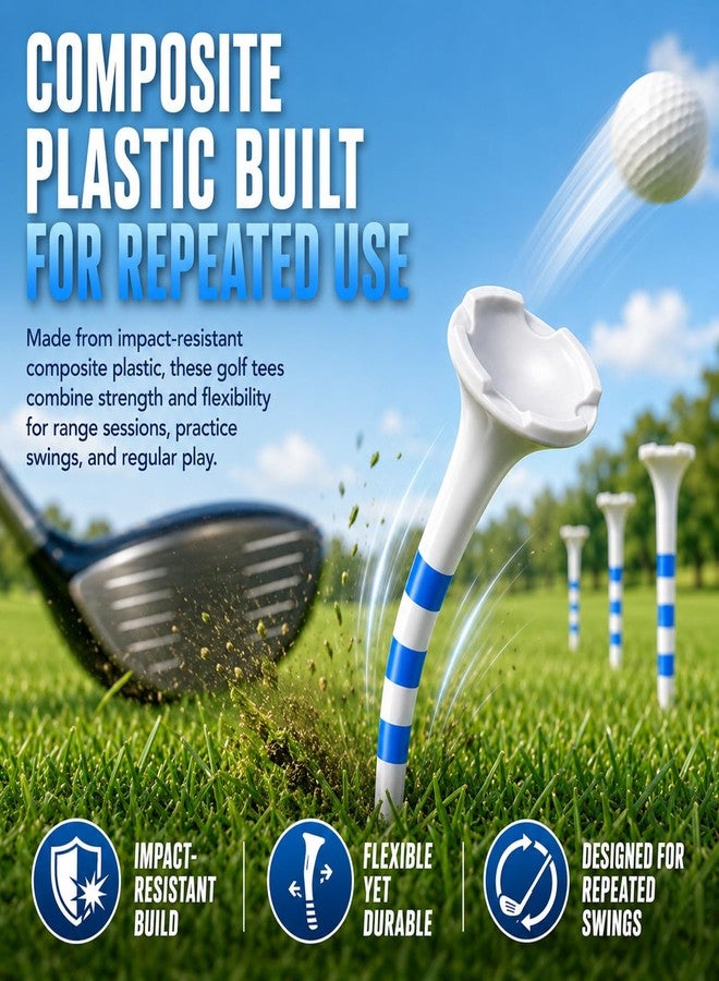 Goashpeaot Golf Tees – 115 Pack, 3-1/4" & 1-1/2" Mixed Sizes, 4-Prong Low Resistance Design, Oversized Head, 3-Line Height Marking System, Strong Plastic Golf Tees (White) - Image 3