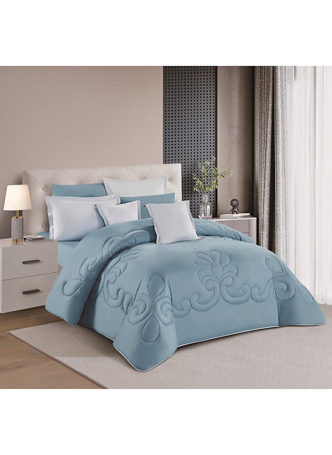 Stargold Duvet Cover Set 8 Pieces Comforter Set with Bed Skirt Quilt Cover Fitted Sheet Pillow Cover Comforter 220X240 cm King Size Mattress  - Image 1