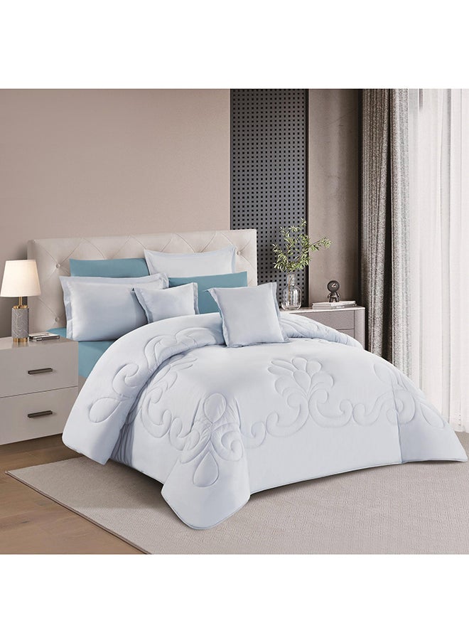 Stargold Duvet Cover Set 8 Pieces Comforter Set with Bed Skirt Quilt Cover Fitted Sheet Pillow Cover Comforter 220X240 cm King Size Mattress  - Image 2