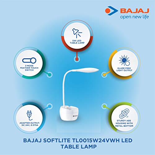 Bajaj Softlite Mini Led Rc Portable Table Lamp - White(Acrylonitrile Butadiene Styrene, Pack of 1) - Image 2