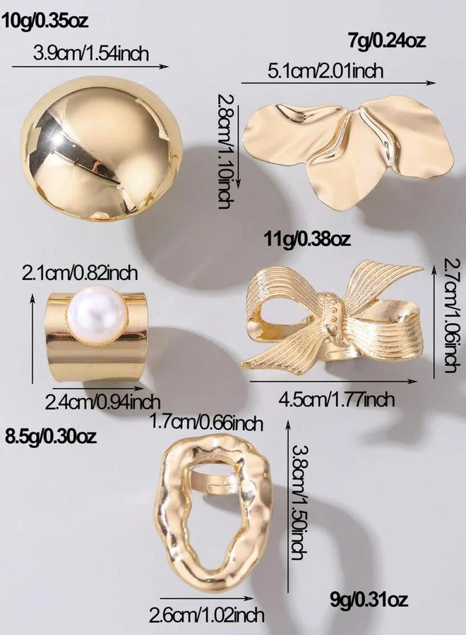 Take Two Set of 5 - Geometric Round Bow Embellished Ring