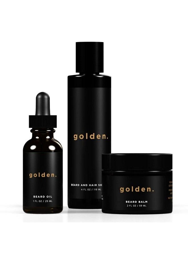 Golden Grooming Company - Everyday Beard Bundlepure & Organic Beard Growth Kit For Men Grooming W Beard Oil Beard Balm Beard And Hair Shampoo Beard Growth Care Gifts For Men - Image 1
