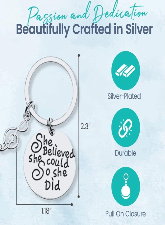 إنفينيتي كوليكشن سلسلة مفاتيح موسيقية من مجموعة إنفينيتي - سلسلة مفاتيح "آمنت بقدرتها ففعلت" مع تعليقة مفتاح صول، مجوهرات لمحبي الموسيقى، والنساء، والمراهقات، والفتيات - Image 5