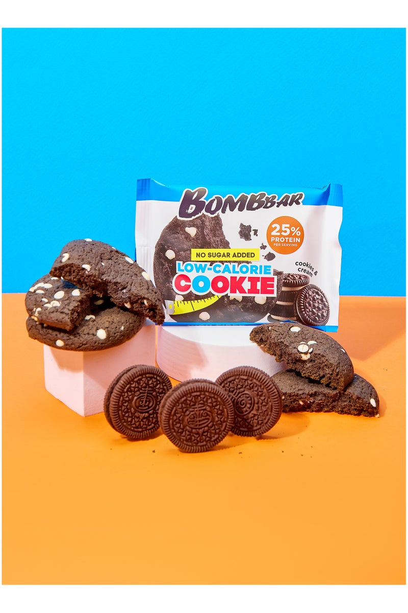 BOMBBAR Low Calorie Protein Cookie Cookies & Cream Flavor High Fiber and No Sugar Added 12x40g - Image 4