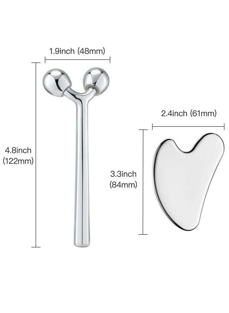 عام جهاز تدليك أسطواني للوجه، أداة تدليك الوجه المعدنية ثلاثية الأبعاد غواشا لتقليل الانتفاخات وشد الوجه ومكافحة الشيخوخة وشد الجلد - Image 5