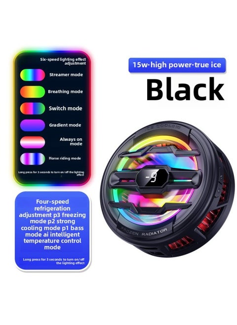 Phone Cooler Semi-conductor Refrigeration Magnetic Suction Flat Panel Cooling Back Clip Digital Display Temperature Control-Product Color:K22 Black [clip Needs To Be Purchased Separately] Real-time Temperature Display/4 Levels Of Cooling/ai Intelligent Temperature Control/6 Kinds Of Light Effect Adjustment/lights Can Be Turned Off