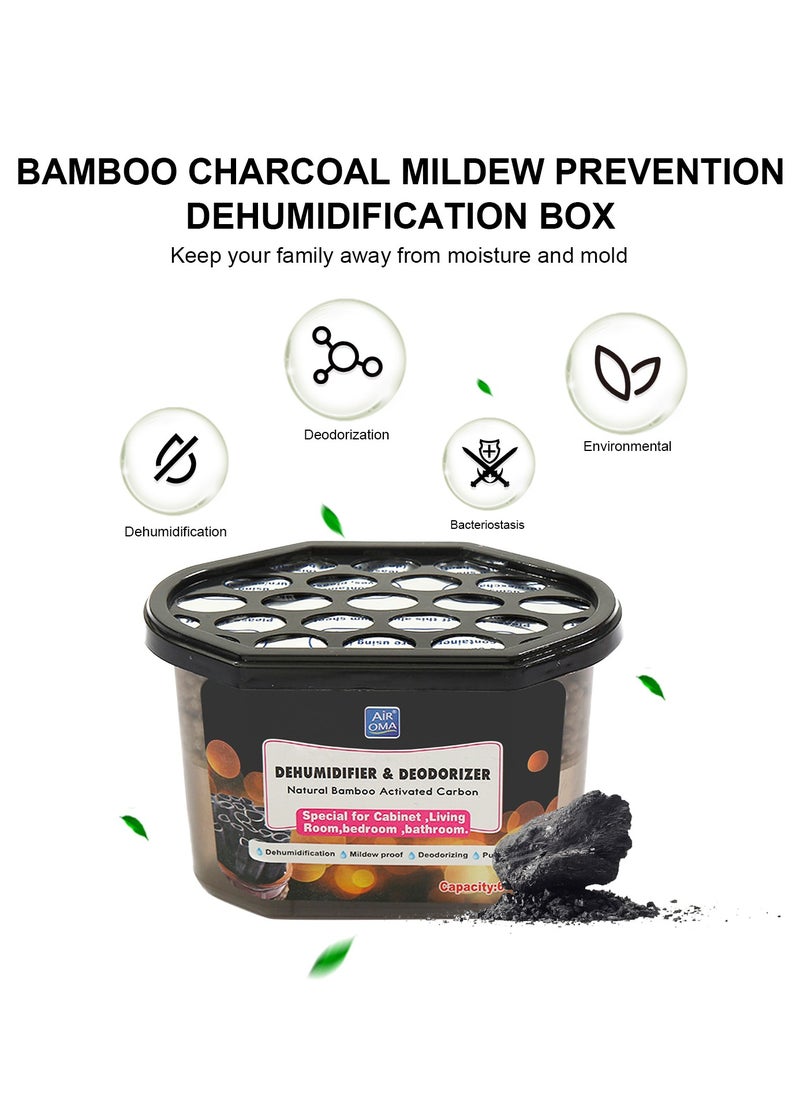 Air OMA 5 Pack Moisture Absorber Bamboo Charcoal Mold-proof Deodorizing Desiccant Household Dehumidifier Boxes Fragrance-Free Humidity Absorber for Bathroom Closet Wardrobe Kitchen 600ml  - Image 3
