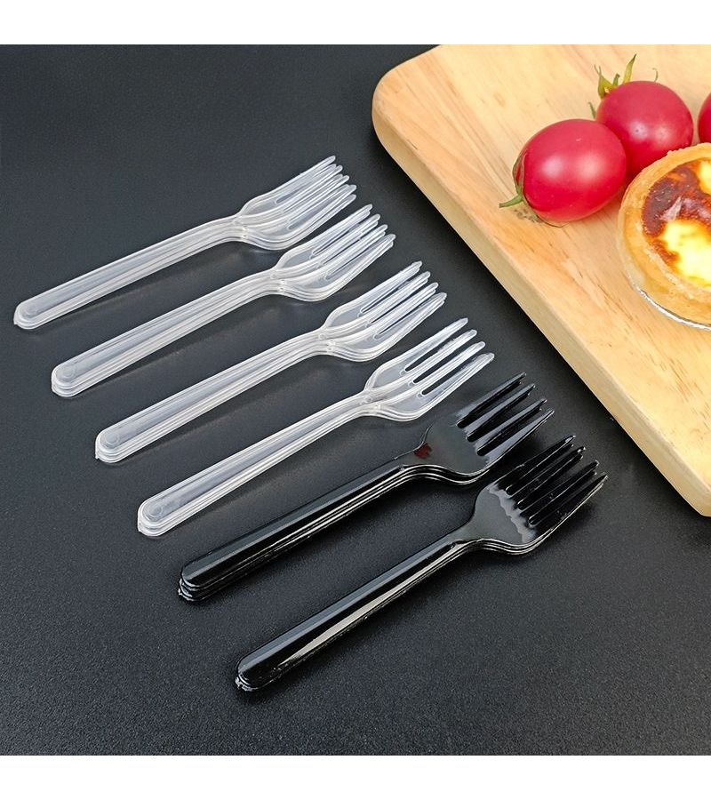 105pcs Transparent Cake Forks Dessert Forks Salad Forks Appetizer Forks Fruit Forks For Cakes Pastries Birthday Takeaway - Image 4