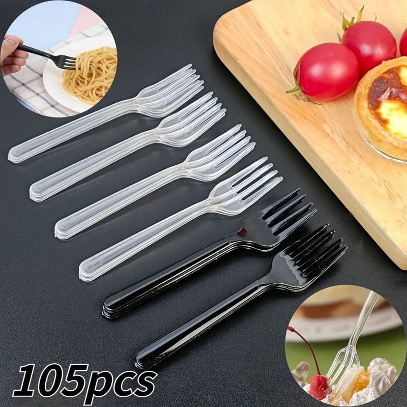 105pcs Transparent Cake Forks Dessert Forks Salad Forks Appetizer Forks Fruit Forks For Cakes Pastries Birthday Takeaway - Image 1