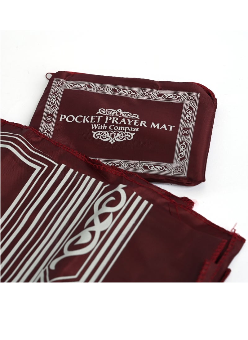 Generic - Islam Prayer Mat With Qibal Finder Compass  Portable Travel Prayer Mat For Both Men And Women  Red Color Prayer Rug With Compass - Image 1