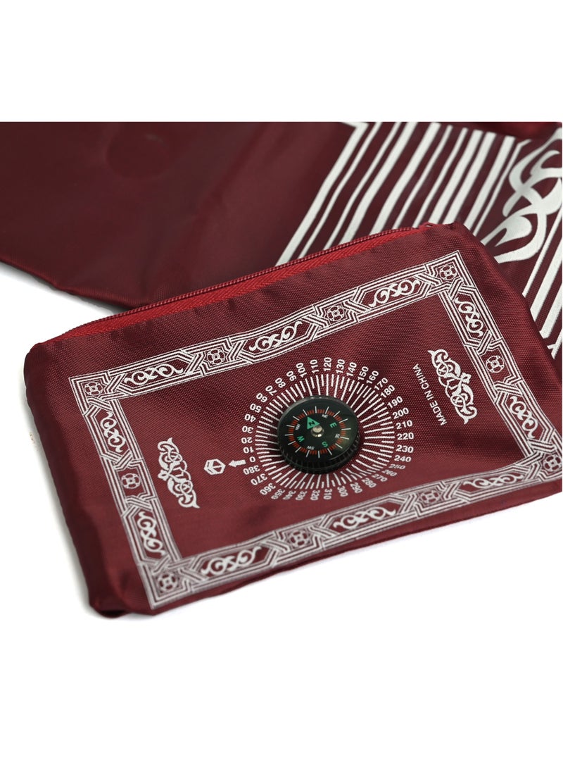 Generic - Islam Prayer Mat With Qibal Finder Compass  Portable Travel Prayer Mat For Both Men And Women  Red Color Prayer Rug With Compass - Image 1