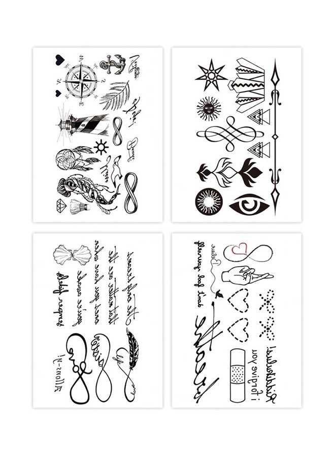 نيبمينينت 4-Piece Waterproof Temporary Tattoo Sticker Set