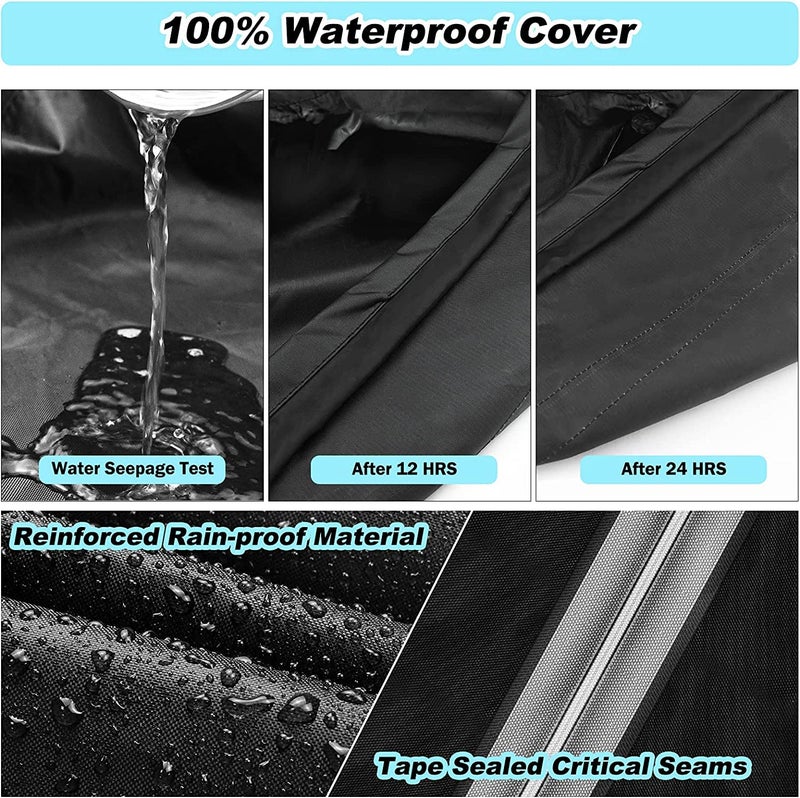 DUDSOEHO Round Patio Table Cover Waterproof, 62" Diax25" H Heavy Duty Oxford Fabric Outdoor Patio Furniture Cover Patio Table Chair Set Covers for Garden Round Table Dining Set, Black - Image 3