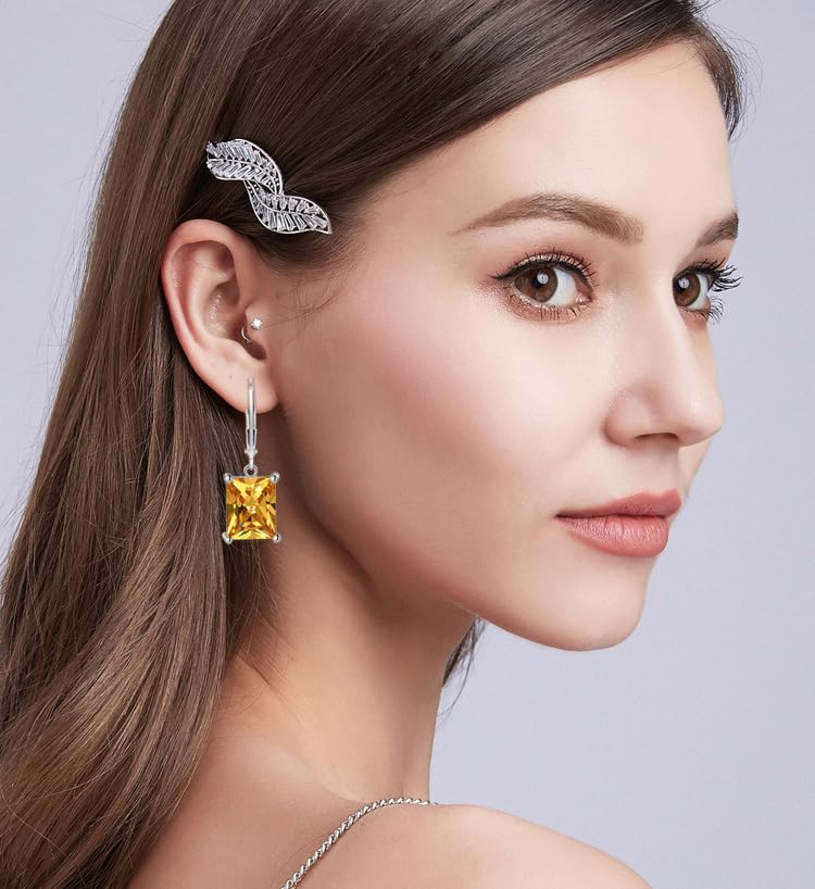 Tamhoo 10Pairs Dangle Earrings for women Fashion Pack- Flawless Cubic Zirconia Leverback Earrings for Women with Silver/Gold -Hoop (Silver Hoop- Multi-shape CZ) - Image 3